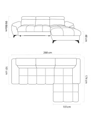 Narożnik Lugano S, funkcja spania, pojemnik, regulowane zagłówki, Wersal