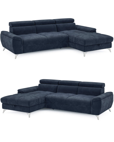 Narożnik Lugano S, funkcja spania, pojemnik, regulowane zagłówki, Wersal