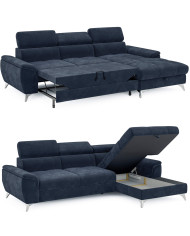 Narożnik Lugano S, funkcja spania, pojemnik, regulowane zagłówki, Wersal