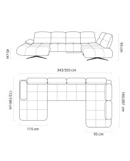 Narożnik Falcao XL, przestawne oparcia x 6, regulowany podłokietnik, Wersal