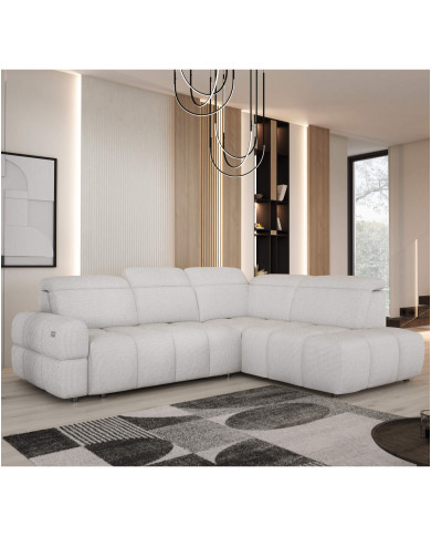 Narożnik Mateo L, funkcja spania, elektryczny wysuw siedziska, pojemnik, regulowane zagłówki, Wersal