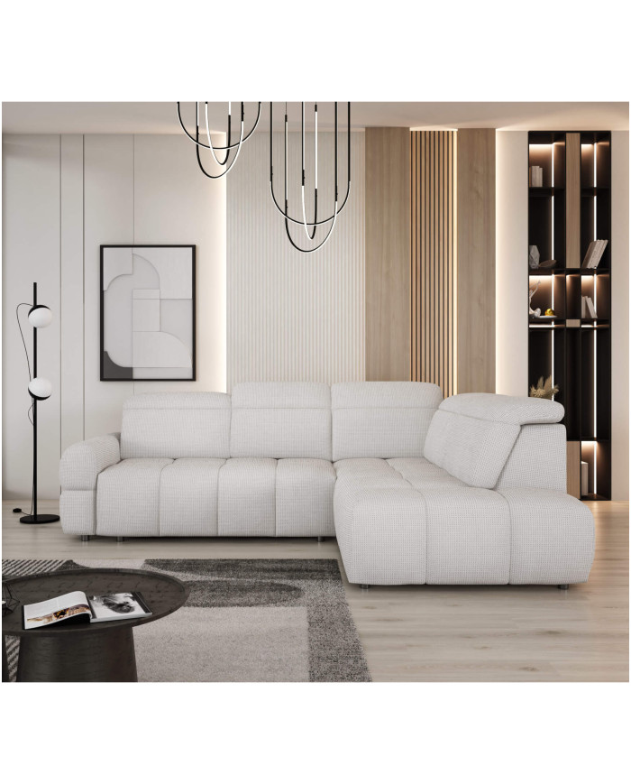 Narożnik Mateo L, funkcja spania, elektryczny wysuw siedziska, pojemnik, regulowane zagłówki, Wersal