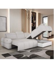 Narożnik Mateo L, funkcja spania, elektryczny wysuw siedziska, pojemnik, regulowane zagłówki, Wersal