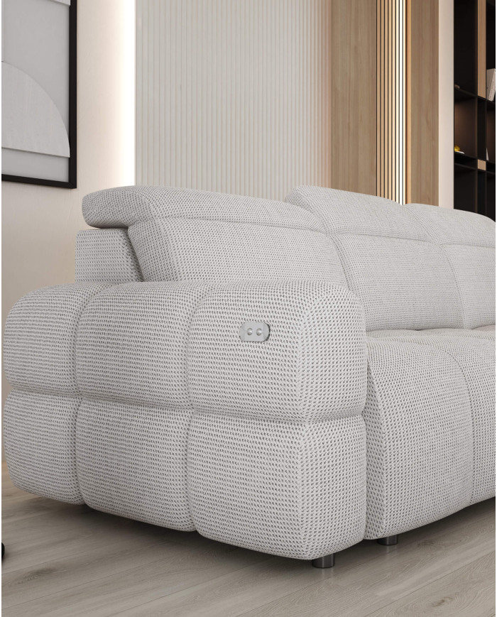 Narożnik Mateo L, funkcja spania, elektryczny wysuw siedziska, pojemnik, regulowane zagłówki, Wersal