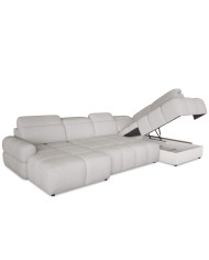 Narożnik Mateo XL, funkcja spania, elektrycznie wysuwane siedzisko, regulowane zagłówki, Wersal