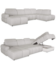 Narożnik Mateo XL, funkcja spania, elektrycznie wysuwane siedzisko, regulowane zagłówki, Wersal