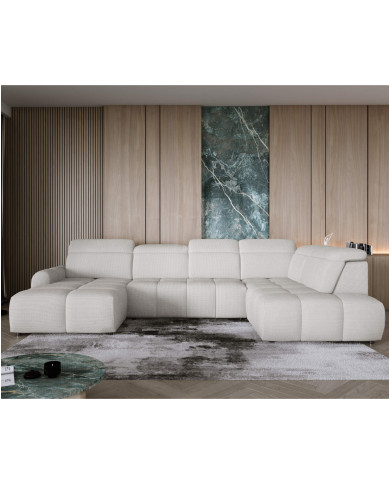 Narożnik Mateo XL, funkcja spania, elektrycznie wysuwane siedzisko, regulowane zagłówki, Wersal