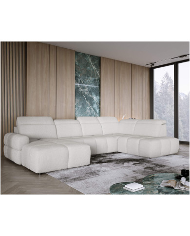 Narożnik Mateo XL, funkcja spania, elektrycznie wysuwane siedzisko, regulowane zagłówki, Wersal