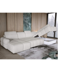 Narożnik Mateo XL, funkcja spania, elektrycznie wysuwane siedzisko, regulowane zagłówki, Wersal