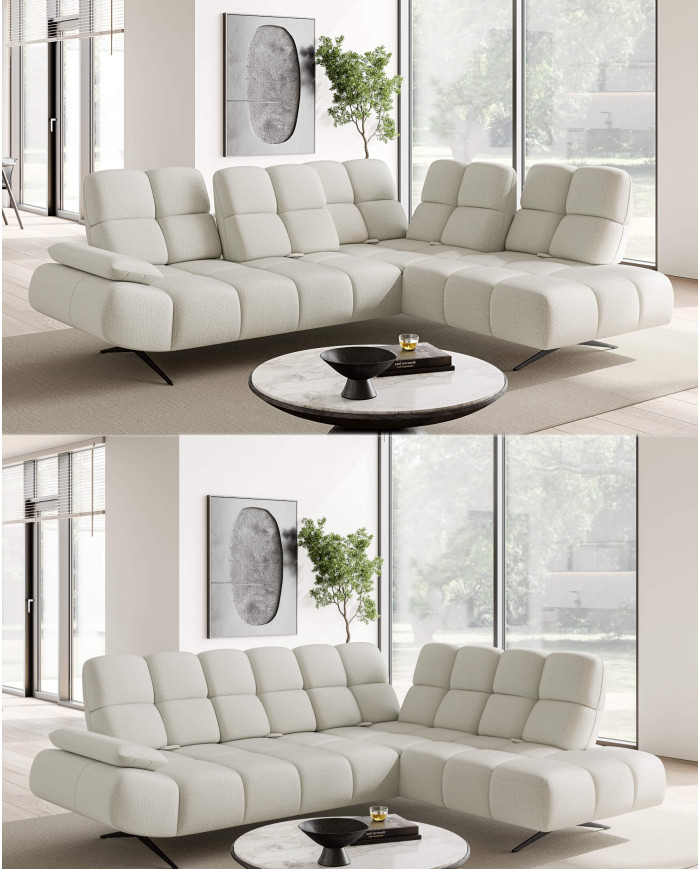 Narożnik Prado L, przestawne oparcia x 5, regulowany podłokietnik, Wersal