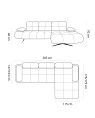 Narożnik Prado S, przestawne oparcia x 3, regulowane podłokietniki, Wersal