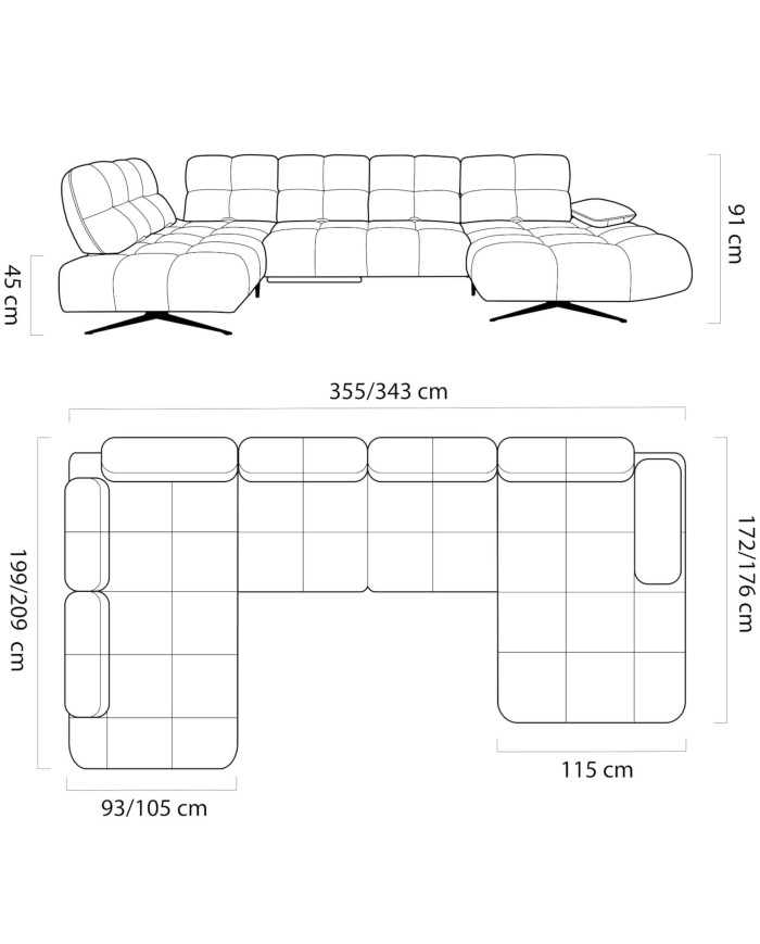 Narożnik Prado XL, przestawne oparcia x 6, regulowany podłokietnik, Wersal