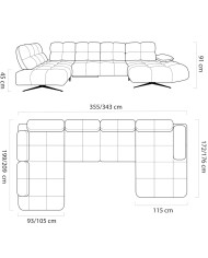 Narożnik Prado XL, przestawne oparcia x 6, regulowany podłokietnik, Wersal