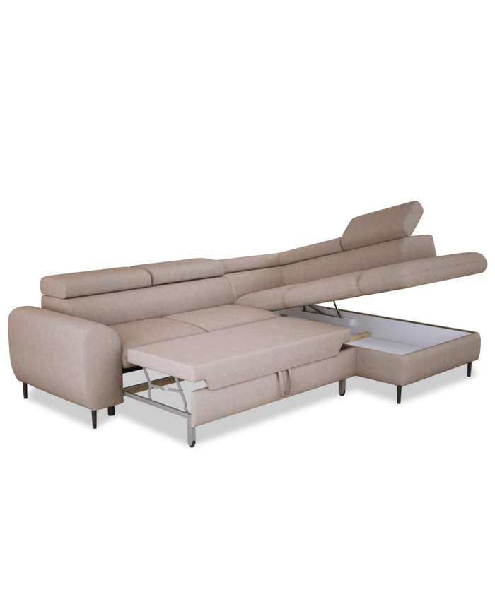 Narożnik Rayo L, funkcja spania, pojemnik, regulowane zagłówki, Wersal