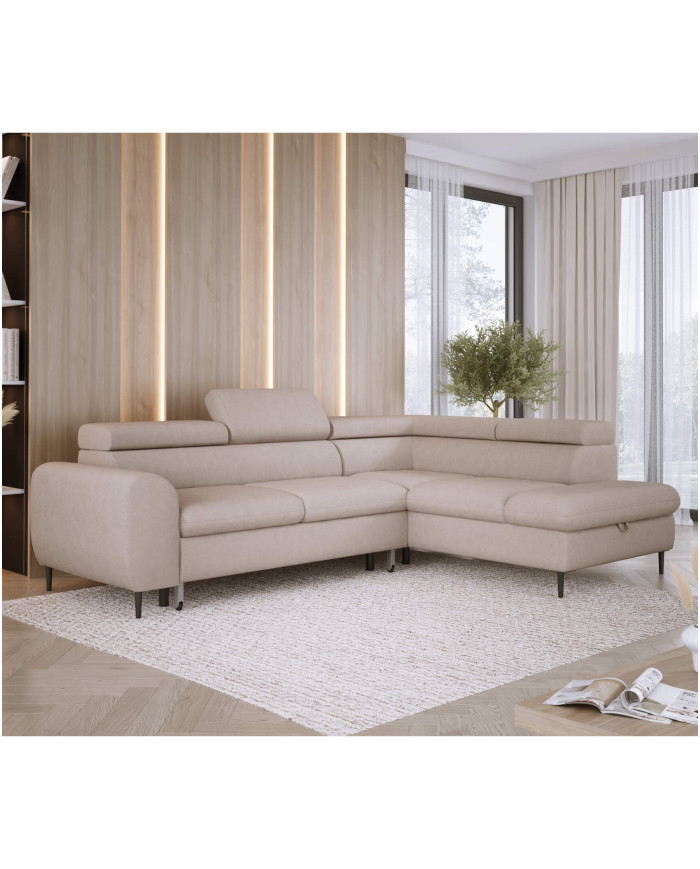 Narożnik Rayo L, funkcja spania, pojemnik, regulowane zagłówki, Wersal