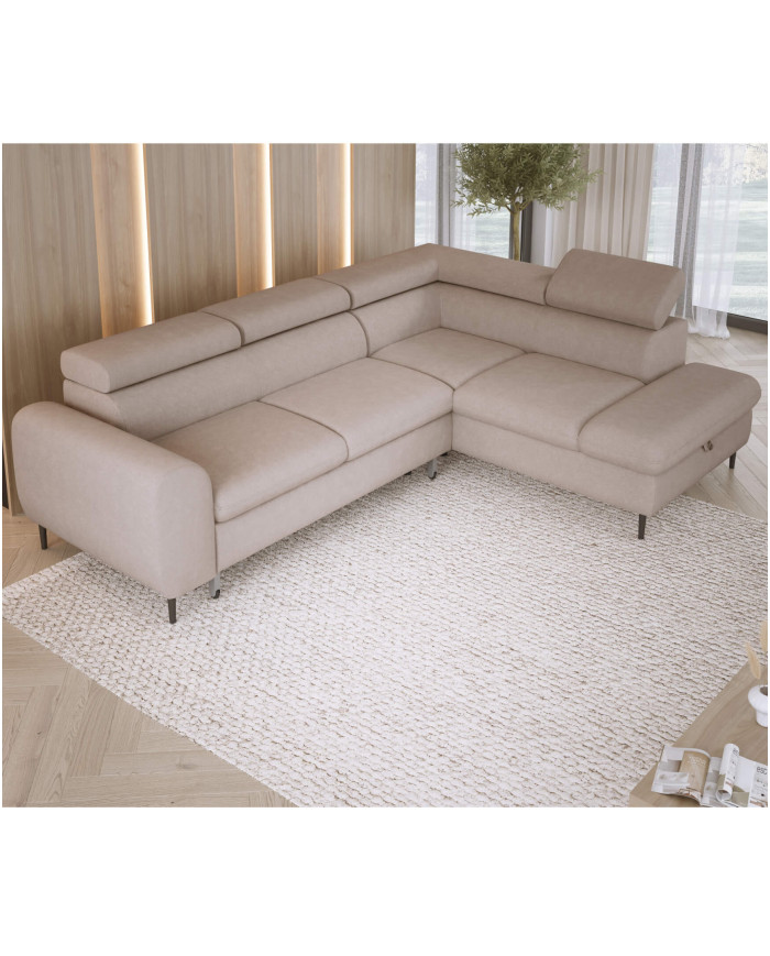 Narożnik Rayo L, funkcja spania, pojemnik, regulowane zagłówki, Wersal