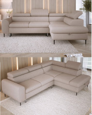 Narożnik Rayo L, funkcja spania, pojemnik, regulowane zagłówki, Wersal