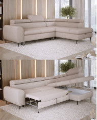 Narożnik Rayo L, funkcja spania, pojemnik, regulowane zagłówki, Wersal