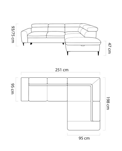 Narożnik Rayo L, funkcja spania, pojemnik, regulowane zagłówki, Wersal