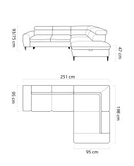 Narożnik Rayo L, funkcja spania, pojemnik, regulowane zagłówki, Wersal