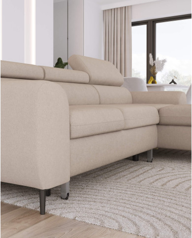 Narożnik Rayo S, funkcja spania, pojemnik, regulowane zagłówki, Wersal