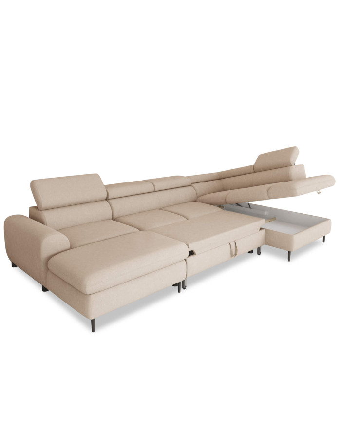 Narożnik Rayo XL, funkcja spania, pojemnik, regulowane zagłówki, Wersal