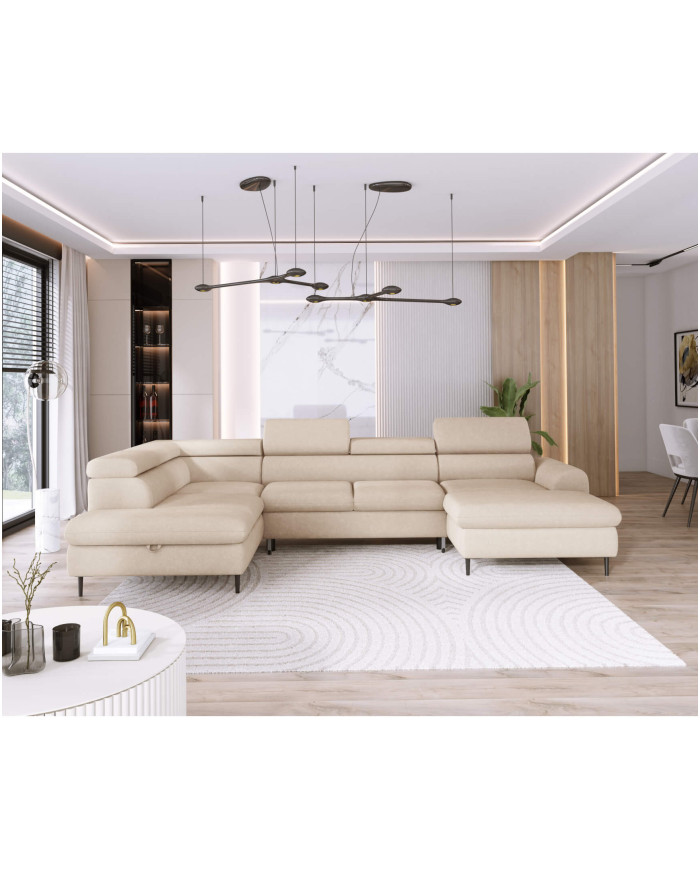 Narożnik Rayo XL, funkcja spania, pojemnik, regulowane zagłówki, Wersal