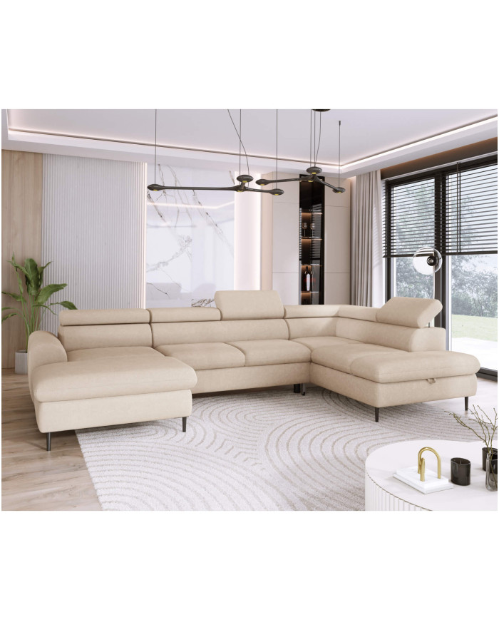 Narożnik Rayo XL, funkcja spania, pojemnik, regulowane zagłówki, Wersal