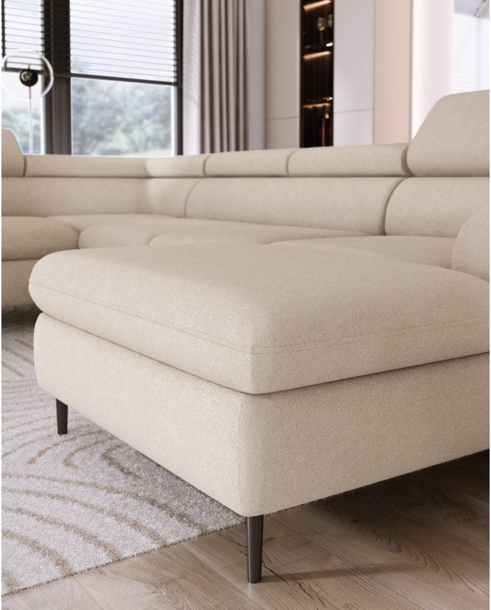 Narożnik Rayo XL, funkcja spania, pojemnik, regulowane zagłówki, Wersal