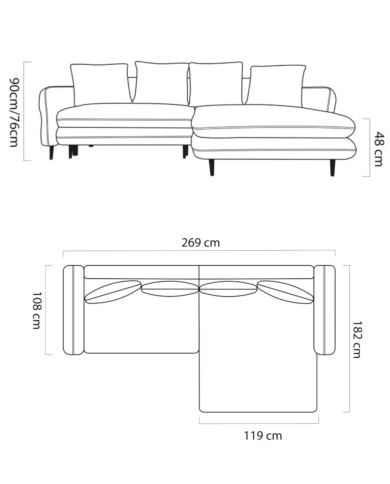 Narożnik Sally, funkcja spania, pojemnik, Wersal