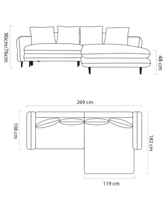 Narożnik Sally, funkcja spania, pojemnik, Wersal