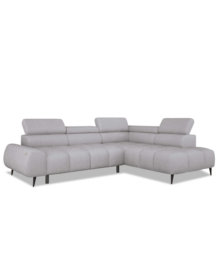 Narożnik Santo L, elektrycznie wysuwane siedzisko, regulowane zagłówki, Wersal