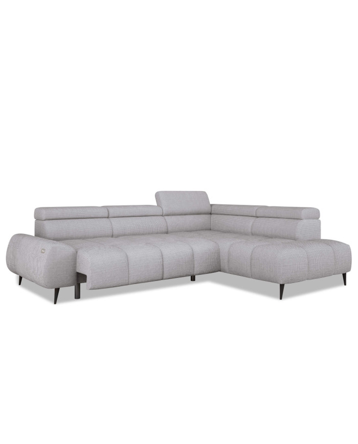 Narożnik Santo L, elektrycznie wysuwane siedzisko, regulowane zagłówki, Wersal