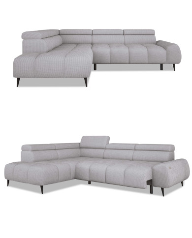 Narożnik Santo L, elektrycznie wysuwane siedzisko, regulowane zagłówki, Wersal