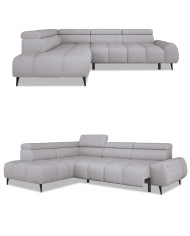 Narożnik Santo L, elektrycznie wysuwane siedzisko, regulowane zagłówki, Wersal