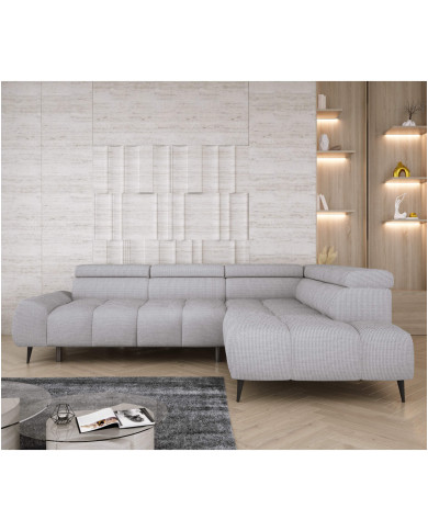 Narożnik Santo L, elektrycznie wysuwane siedzisko, regulowane zagłówki, Wersal