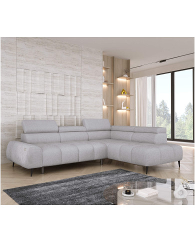 Narożnik Santo L, elektrycznie wysuwane siedzisko, regulowane zagłówki, Wersal