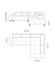 Narożnik Santo L, elektrycznie wysuwane siedzisko, regulowane zagłówki, Wersal