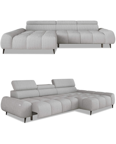 Narożnik Santo S, elektrycznie wysuwane siedzisko, regulowane zagłówki, Wersal