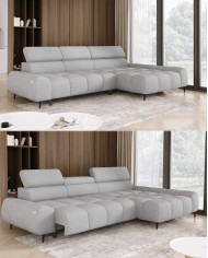 Narożnik Santo S, elektrycznie wysuwane siedzisko, regulowane zagłówki, Wersal