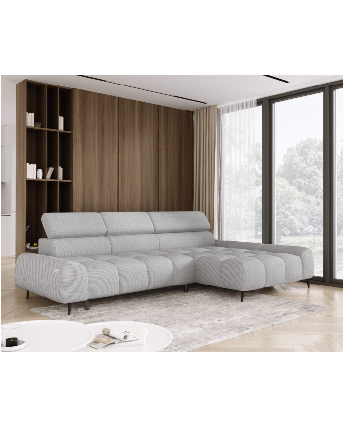 Narożnik Santo S, elektrycznie wysuwane siedzisko, regulowane zagłówki, Wersal