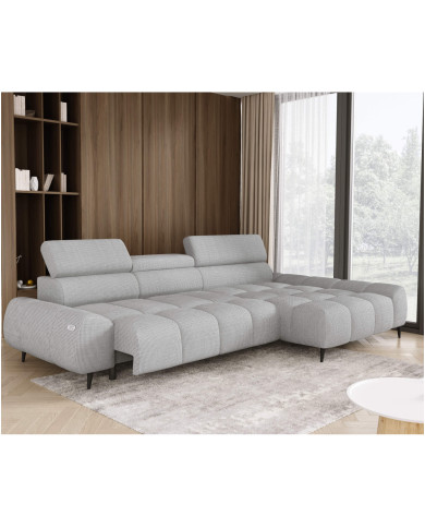 Narożnik Santo S, elektrycznie wysuwane siedzisko, regulowane zagłówki, Wersal