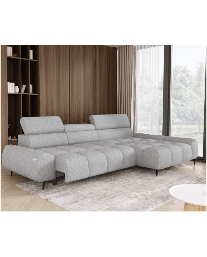 Narożnik Santo S, elektrycznie wysuwane siedzisko, regulowane zagłówki, Wersal