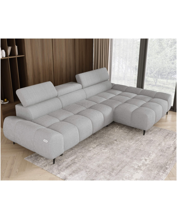 Narożnik Santo S, elektrycznie wysuwane siedzisko, regulowane zagłówki, Wersal