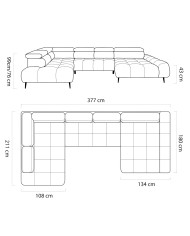 Narożnik Santo XL, elektrycznie wysuwane siedzisko, regulowane zagłówki, Wersal