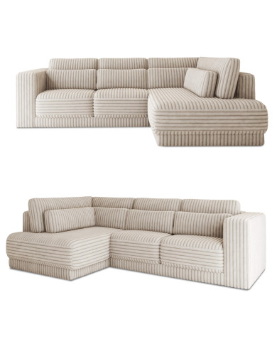 Narożnik Tirana, luźne poduchy oparciowe i lędźwiowe, Wersal