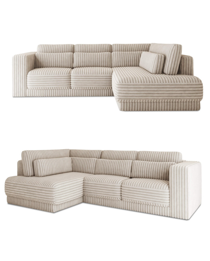 Narożnik Tirana, luźne poduchy oparciowe i lędźwiowe, Wersal