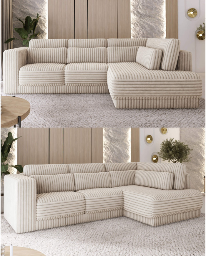 Narożnik Tirana, luźne poduchy oparciowe i lędźwiowe, Wersal