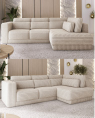 Narożnik Tirana, luźne poduchy oparciowe i lędźwiowe, Wersal