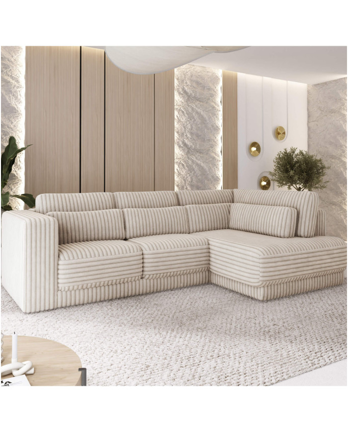 Narożnik Tirana, luźne poduchy oparciowe i lędźwiowe, Wersal